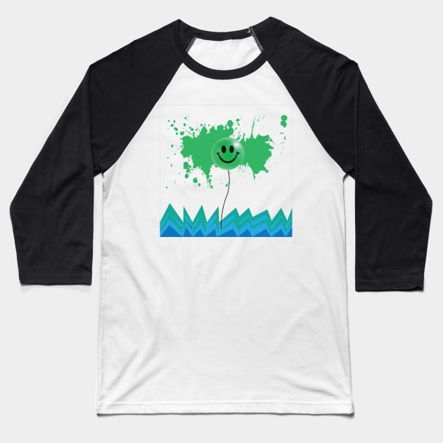 Green balloon Smile - Zine Culture Baseball T-Shirt by Promaxx